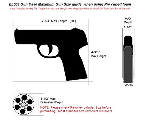 Pistol Case Handgun Hard case Elephant Elite EL008 with Pre-Cubed Foam, Waterproof Concealed Carry