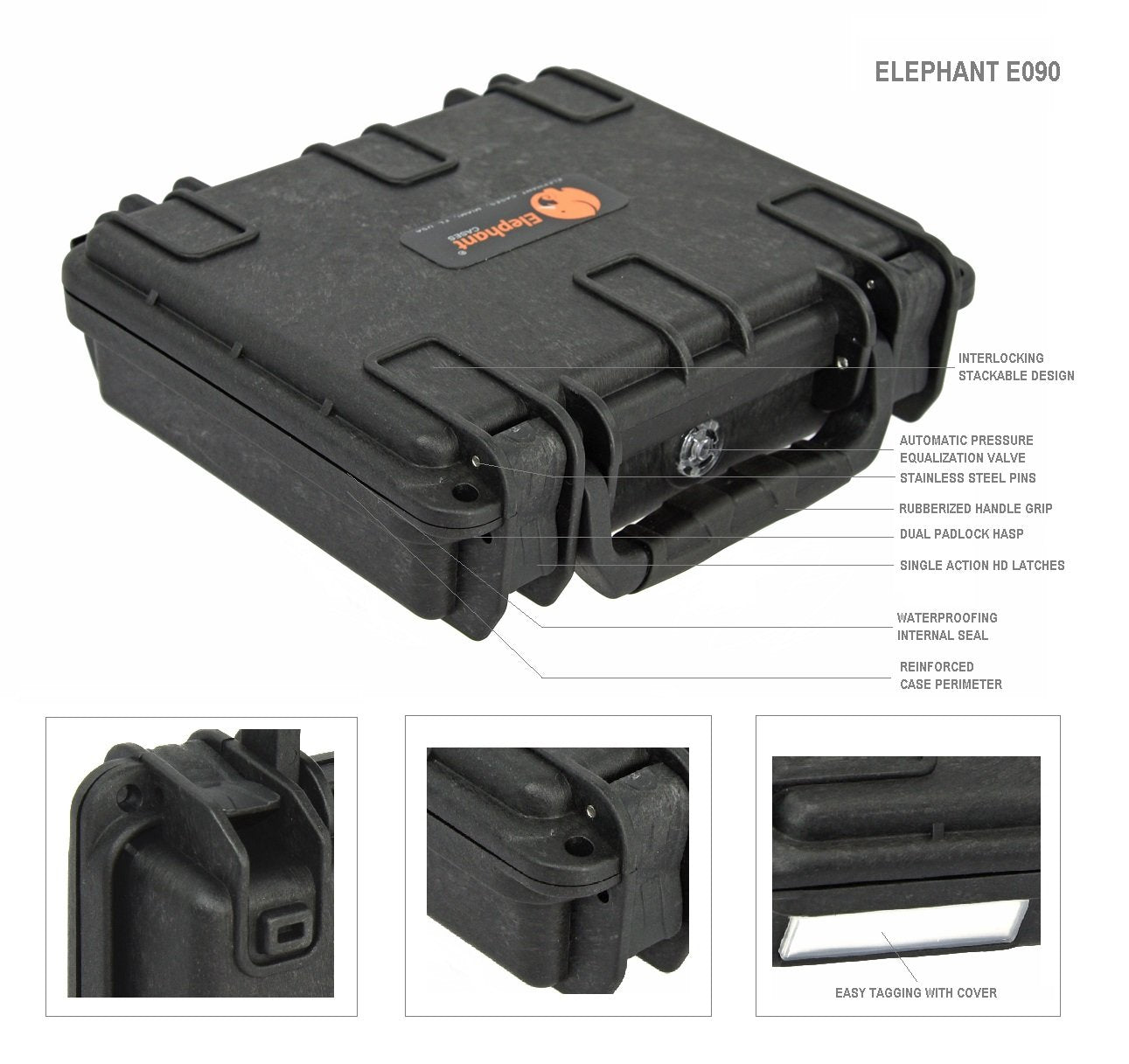Elephant E090 Mini Case with Foam for Camera, Memory Cards, Hard Drives, Video,Vaporizer Kits, Guns, Vaporizer Kit, Test and Metering Equipment Waterproof Hard Plastic Case
