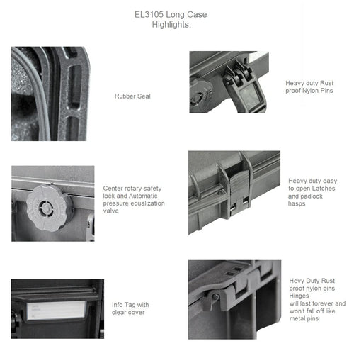 31" Rifle Case Waterproof hard case Elephant Elite EL3105 With Pre-Cubed Foam for short gun and rifles with Magazines and Accessories, Watertight Hard Plastic case