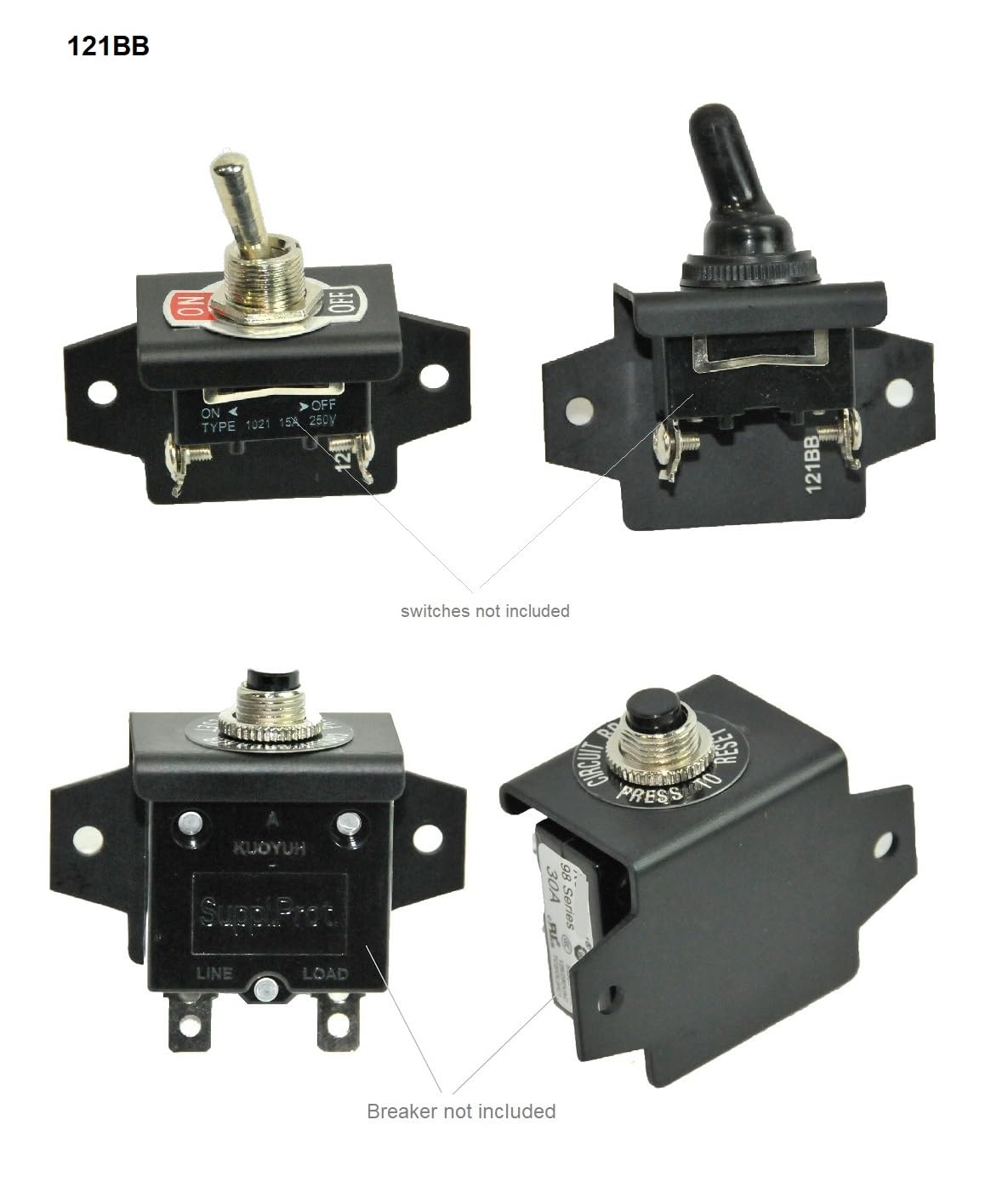 Bracket for Panel Mount Electrical Components Like Push Button Circuit Breaker ,Toggle Switch, Led Indicator Panel Mount Connector, Fuse and More, 121BB