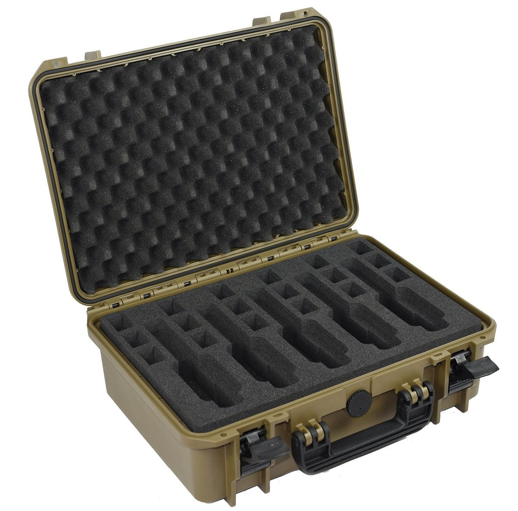 Elephant EL5G 5 Guns Pistol Hard Case Waterproof dust-Proof TSA Approved Multiple Gun case (Sahara Green)