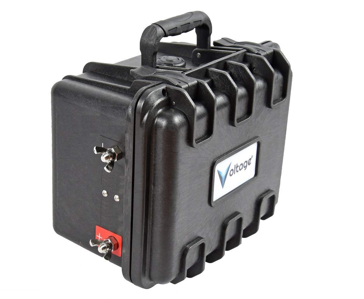 Elephant Cases Trolling Motor Battery Box Compact Waterproof Power Center with External Stainless Steel Battery Post and wingnuts for Kayak, Small Boat or Solar Power Backup Voltage