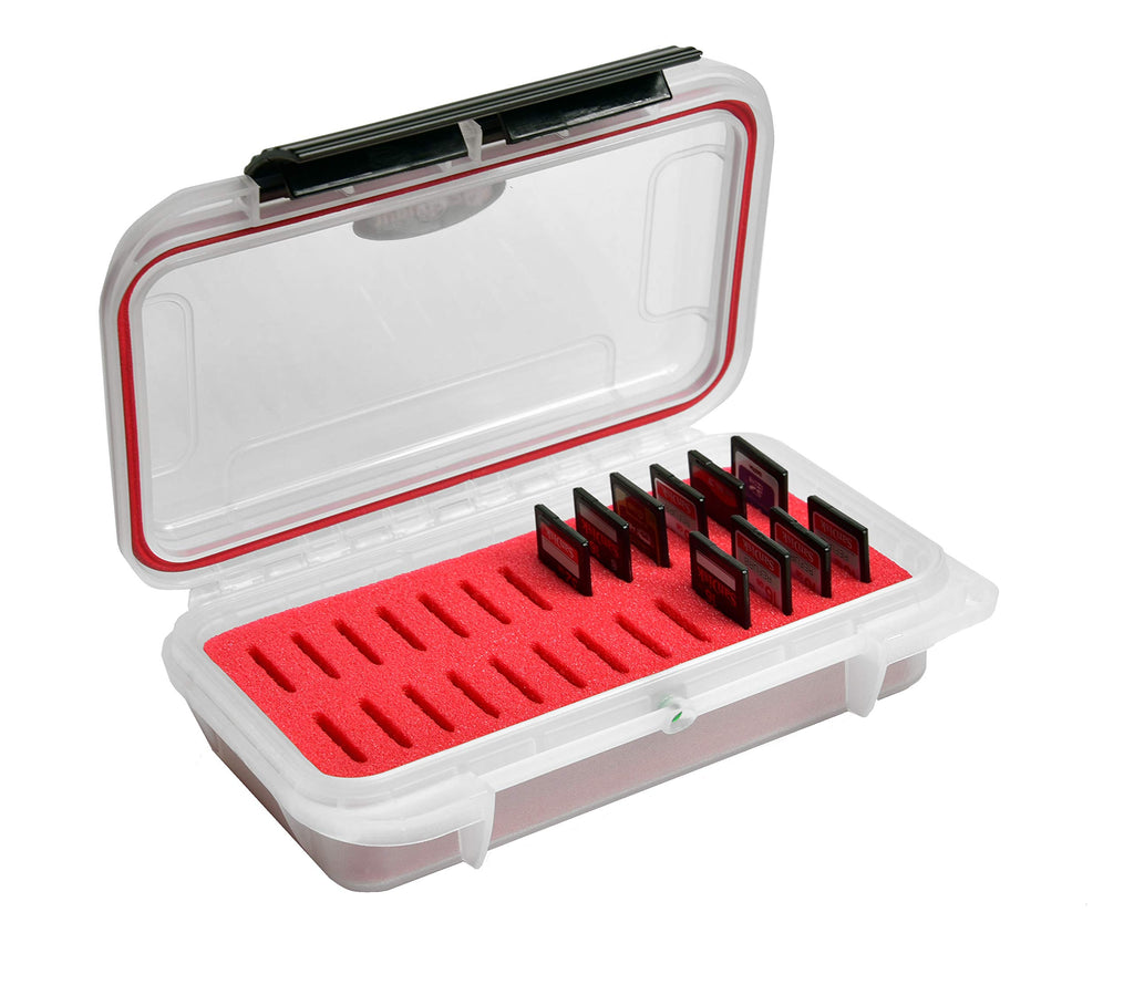 Waterproof Dust-Proof Professional 26 SD SDXC SDHC Memory Card Protective Case ELSD-26 Red Foam, See Through Clear Case