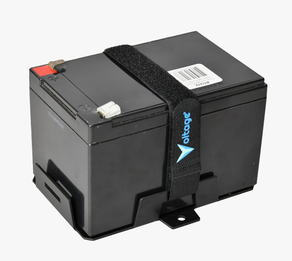 Voltage Small Battery Tray for 12V 15AH, 12V 12AH,12V 9AH, 12V 8AH, 12V 7AH,12V 6AH, 6V 7AH, 6V 12AH, YTX7B-BS, YTX9-BS, YTX14BS Batteries and More. Battery Mount with Hold Down Strap VT-100