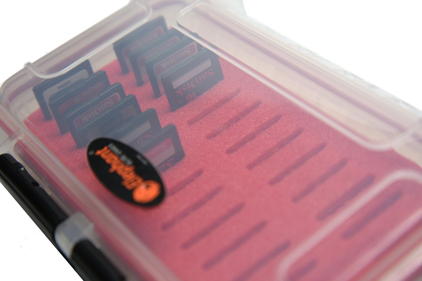 Waterproof Dust-Proof Professional 26 SD SDXC SDHC Memory Card Protective Case ELSD-26 Red Foam, See Through Clear Case