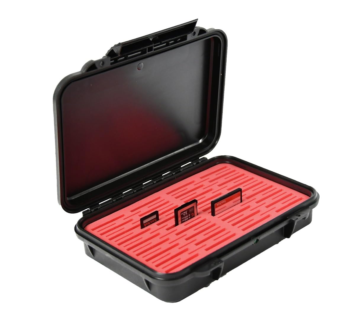 Waterproof Dust-Proof 48 SD / 36 CF, CFxpress or XQD High Capacity Professional Memory Card Protective Case EL4836MR Red Foam on Black Hard Case