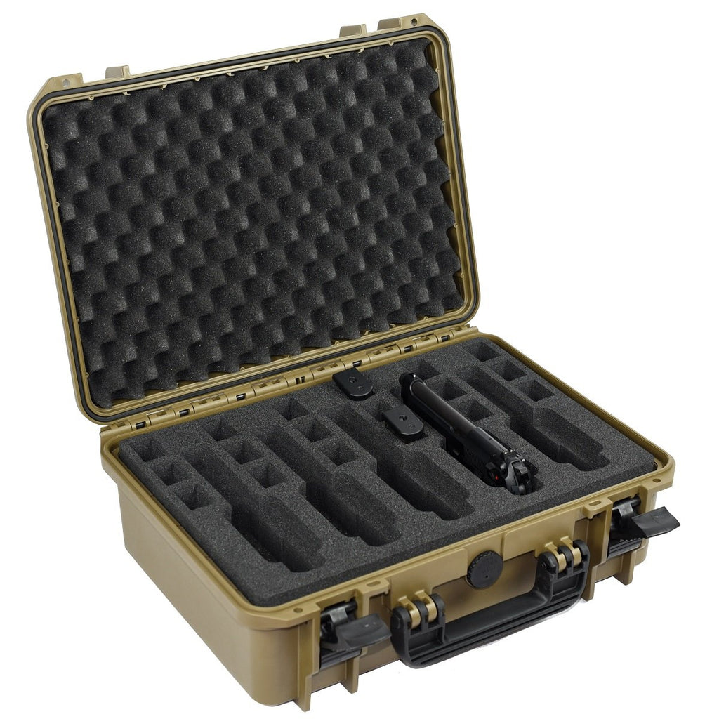 Elephant EL5G 5 Guns Pistol Hard Case Waterproof dust-Proof TSA Approved Multiple Gun case (Sahara Green)