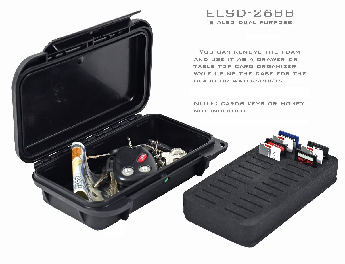 Elephant® Waterproof Dust-Proof Professional 26 SD Memory Card Protective Case ELSD-26BB Black Case with Black Foam.