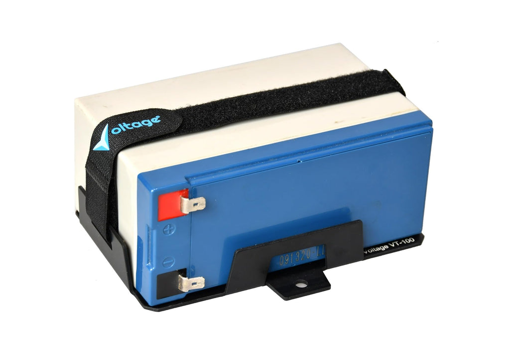 Voltage Small Battery Tray for 12V 15AH, 12V 12AH,12V 9AH, 12V 8AH, 12V 7AH,12V 6AH, 6V 7AH, 6V 12AH, YTX7B-BS, YTX9-BS, YTX14BS Batteries and More. Battery Mount with Hold Down Strap VT-100