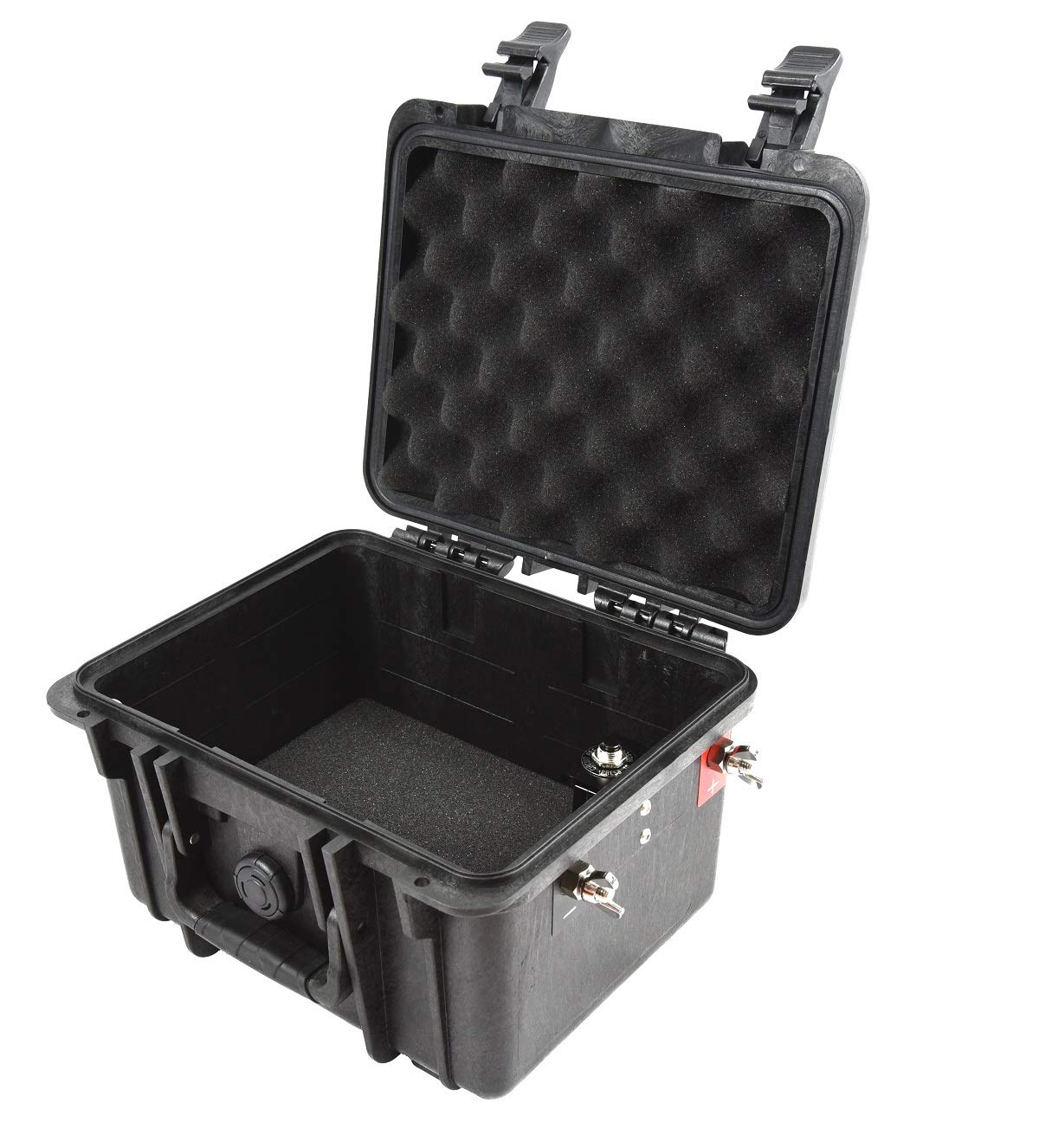 Elephant Cases Trolling Motor Battery Box Compact Waterproof Power Center with External Stainless Steel Battery Post and wingnuts for Kayak, Small Boat or Solar Power Backup Voltage