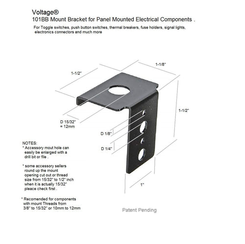 Bracket for Panel Mount Electrical Components Like Push Button Circuit Breaker , Toggle Switch, Led Indicator Panel Mount Connector, Fuse and More