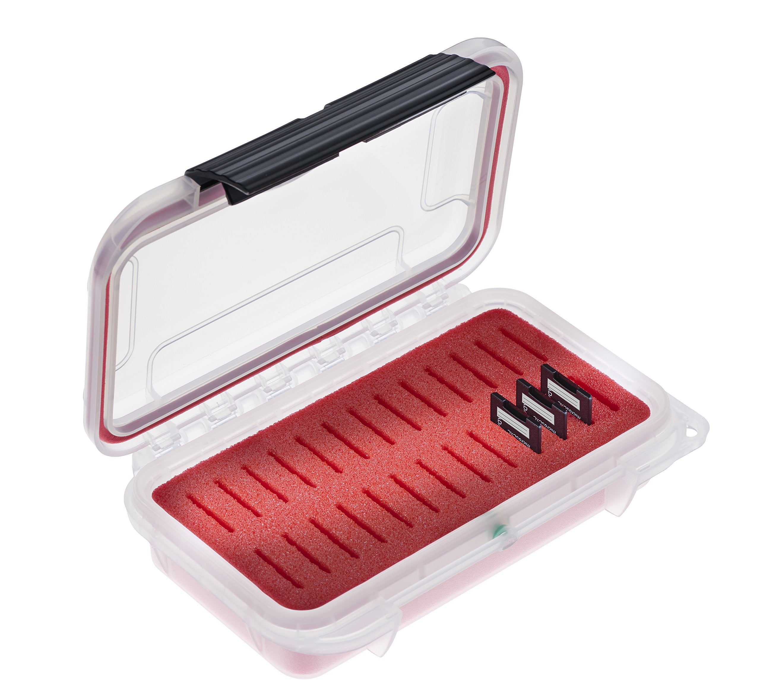 Waterproof Dust-Proof Professional 26 SD SDXC SDHC Memory Card Protective Case ELSD-26 Red Foam, See Through Clear Case