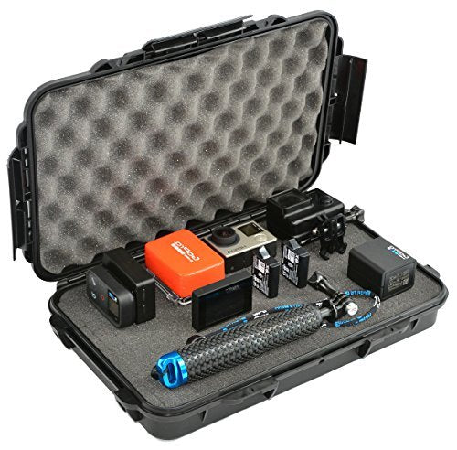 Waterproof Action Camera Case Hard Case with Pre-Cubed Foam for Gopro Session Hero5 Hero4 Polaroid Xs100i, Cube, Sony Hdr-as100vr and More
