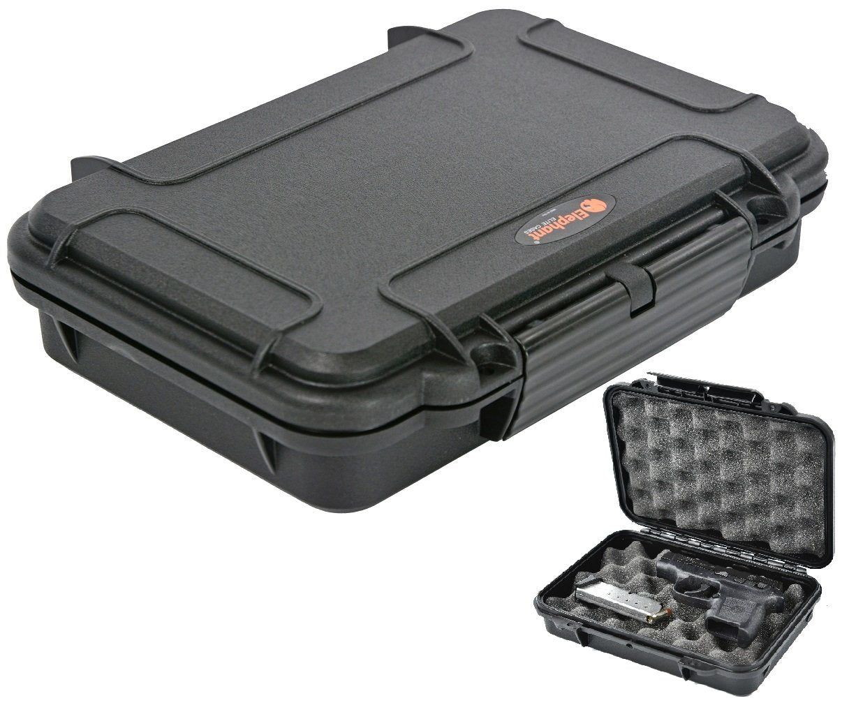 Pistol Case Handgun case Elephant Elite EL008 with Convoluted Foam Waterproof Concealed Carry for Any Gun of 8" Length by 5.25" Height or Smaller.
