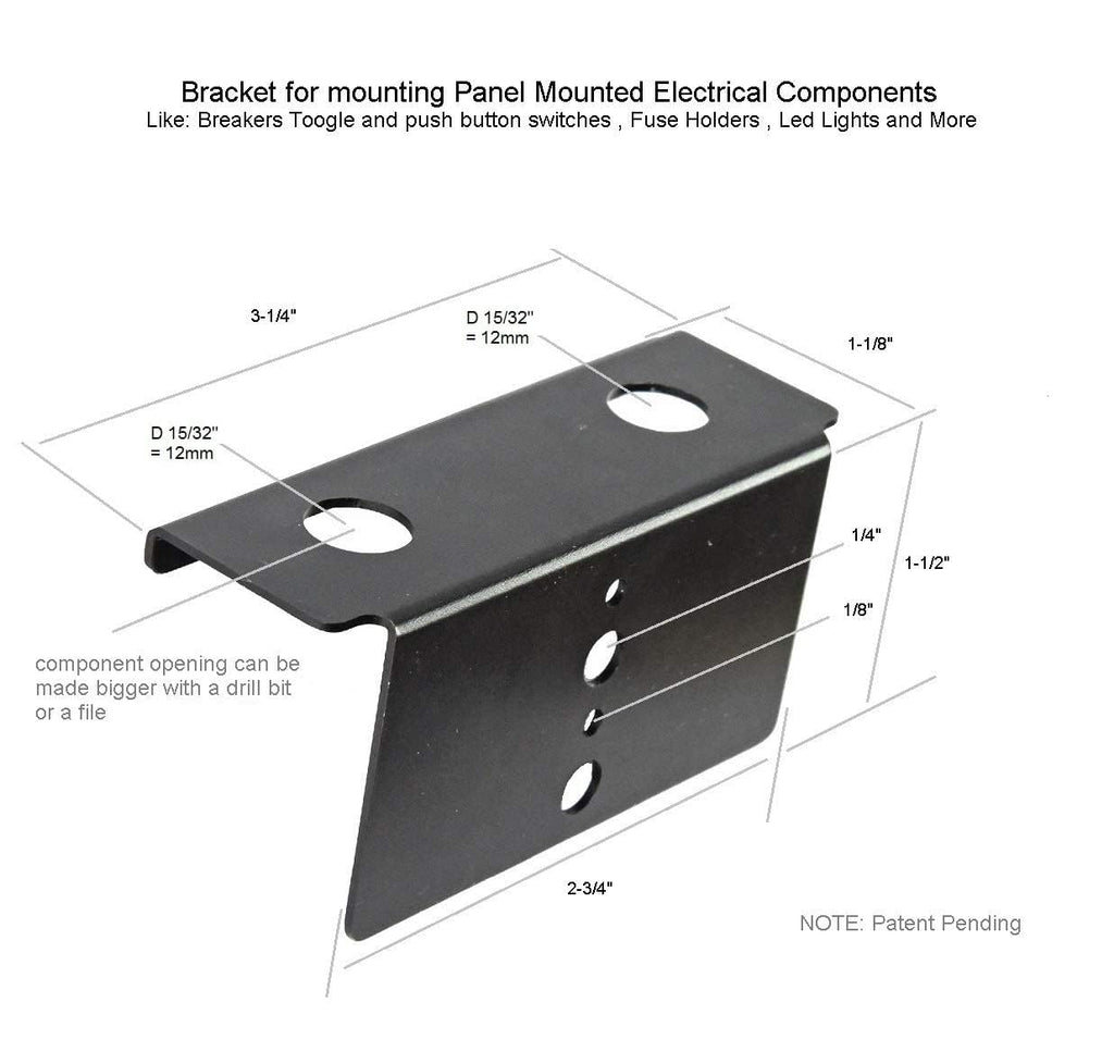 Bracket for Dual Panel Mount Electrical Components Like Push Button Circuit Breaker, Toggle Switch, Led Indicator Panel Mount Connector, Fuse and More
