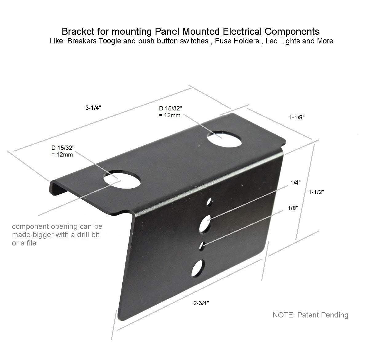 Bracket for Dual Panel Mount Electrical Components Like Push Button Circuit Breaker, Toggle Switch, Led Indicator Panel Mount Connector, Fuse and More