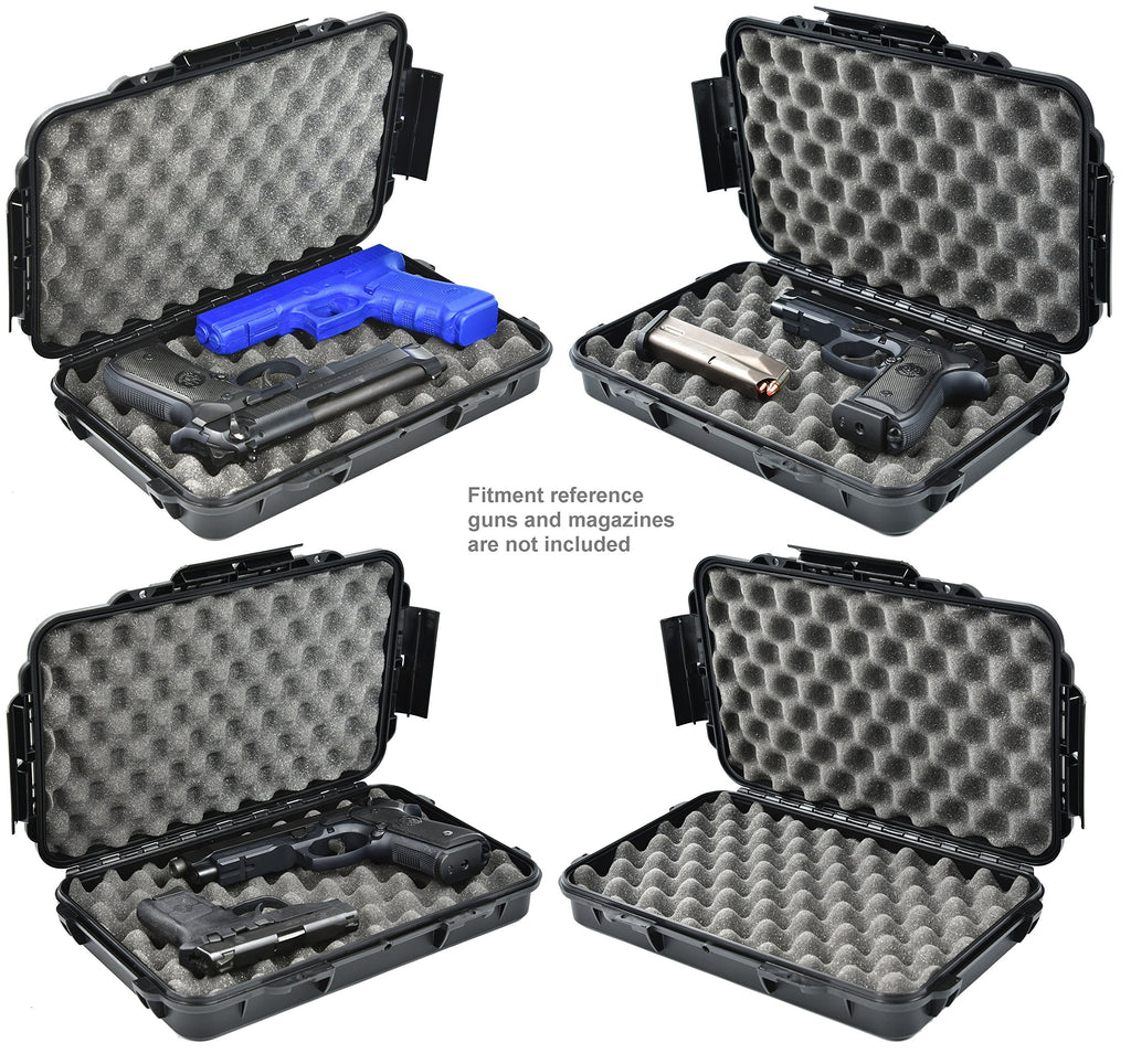 Waterproof Handgun Case Pistol Gun Case with Convoluted Foam The Elephant Elite EL012 Recommended for Guns 12" Inches or Smaller fits 2 Guns or 1 Gun with Magazine