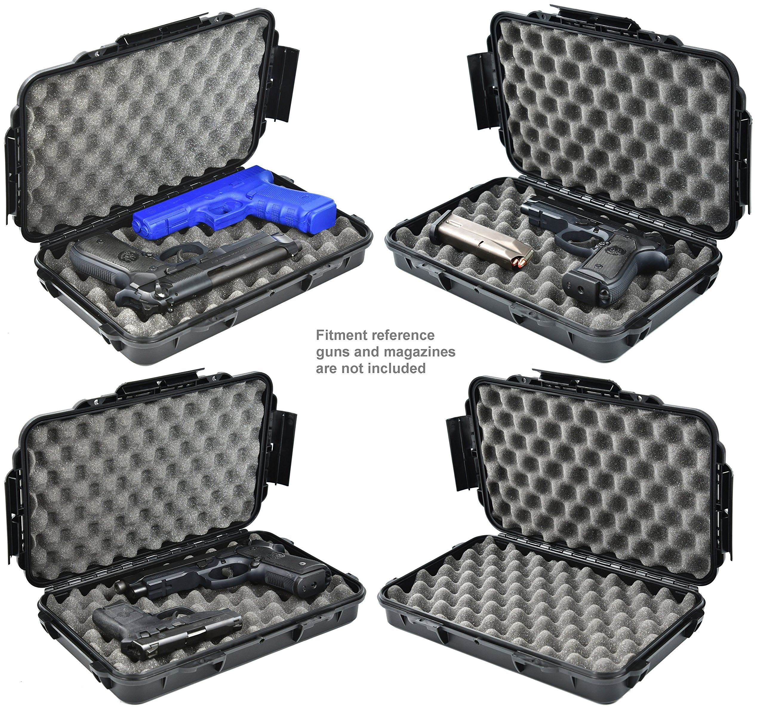 Waterproof Handgun Case Pistol Gun Case with Convoluted Foam The Elephant Elite EL012 Recommended for Guns 12" Inches or Smaller fits 2 Guns or 1 Gun with Magazine
