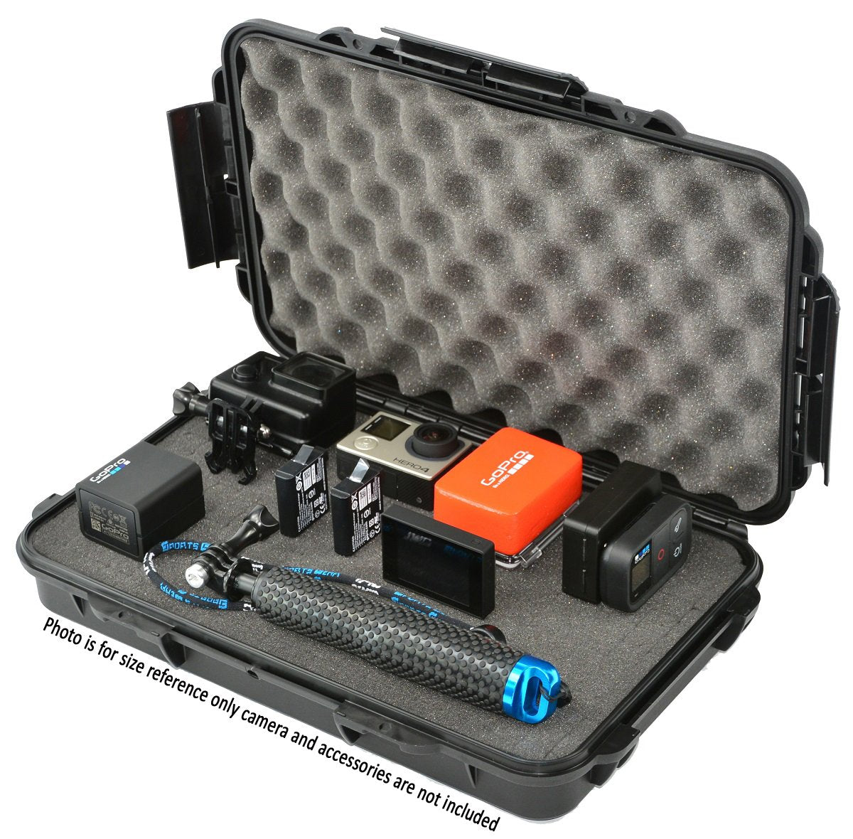 Waterproof Action Camera Case Hard Case with Pre-Cubed Foam for Gopro Session Hero5 Hero4 Polaroid Xs100i, Cube, Sony Hdr-as100vr and More