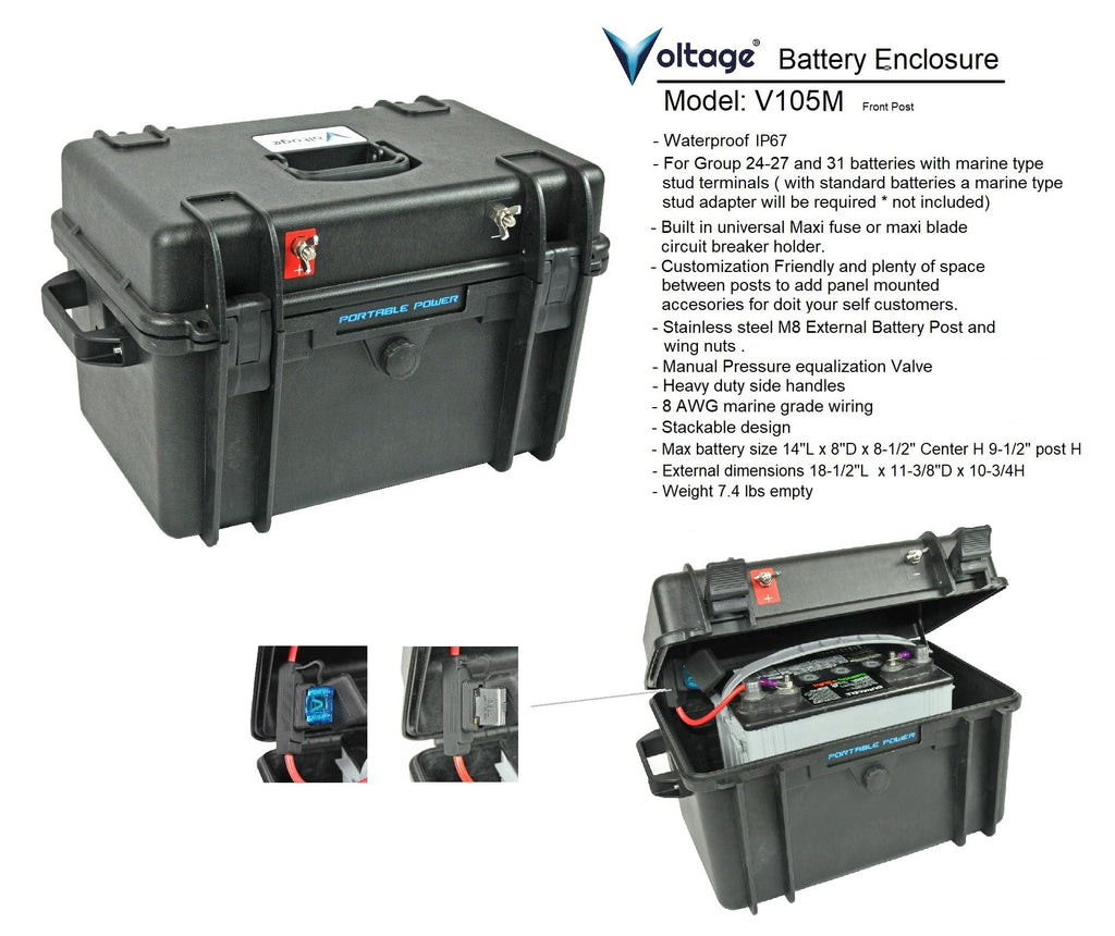 Trolling Motor Waterproof Battery Box for Group 24-27-31 Batteries and 12V 100AH Lithium, for Boating,Camping, Solar, Trailer and Much More.