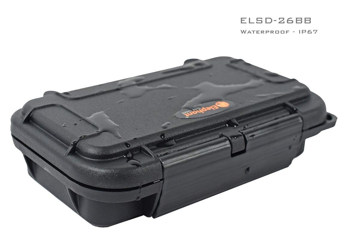 Elephant® Waterproof Dust-Proof Professional 26 SD Memory Card Protective Case ELSD-26BB Black Case with Black Foam.